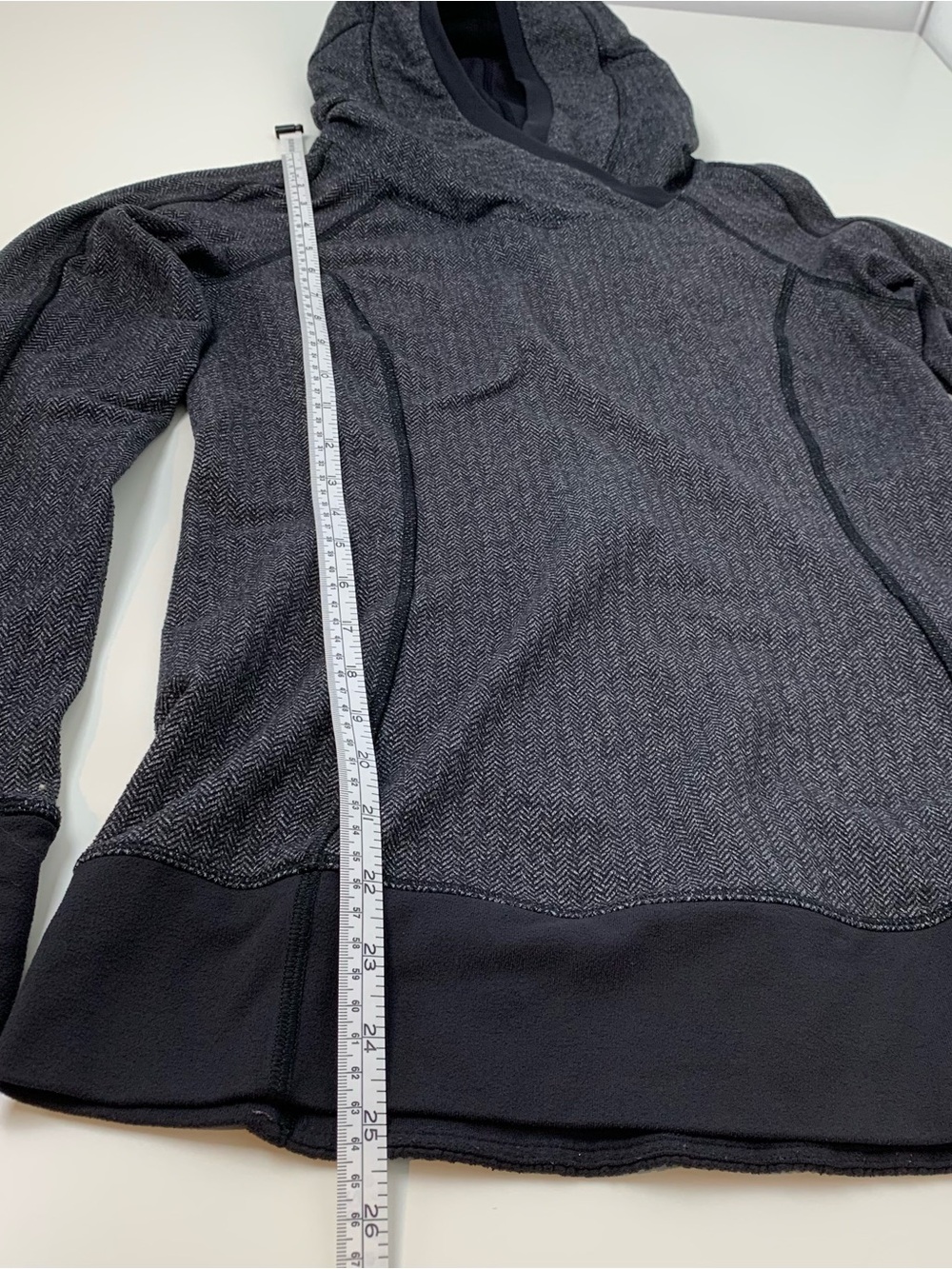 Lululemon Think Fast Hoodie Sz 6 Pullover Hoodie Heathered Herringbone Black - Picture 6 of 12